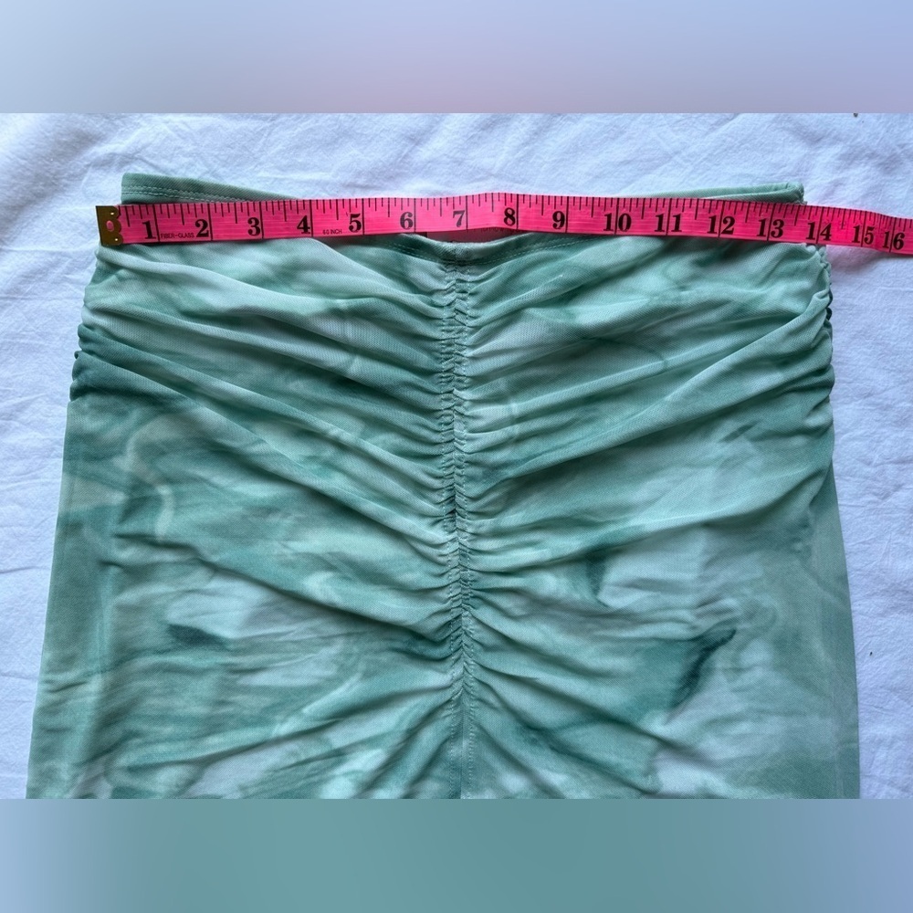 House of Harlow 1960 Mint Green Teal Tie Dye Ruched Maxi Skirt - Picture 9 of 11